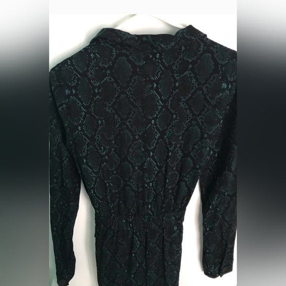 Zara Green Black Button Down Snake Print Dress Size Small - Picture 5 of 11